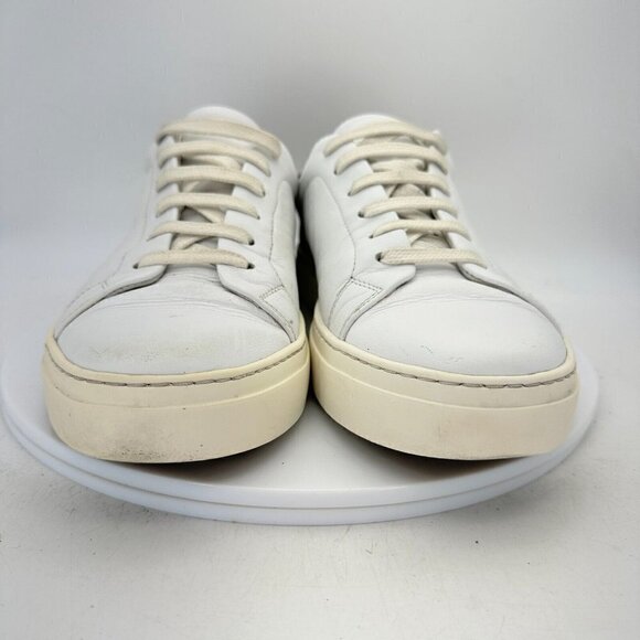 COS Low Top Trainer Men Size 10.5 Leather Casual Sneaker Shoes White Black - Picture 2 of 13